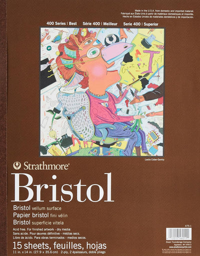 STRATHMORE BRISTOL PADS VELLUM 15 SHEETS SR 400 2 Ply 27.9 x 35.6 CM (P475-1-1)