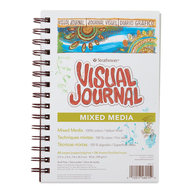 STRATHMORE MIXED MEDIA VISUAL JOURNAL VELLUM SURFACE 34 SHEETS SR 500 190 GSM 14 x 20.3 CM (P460-15-4)