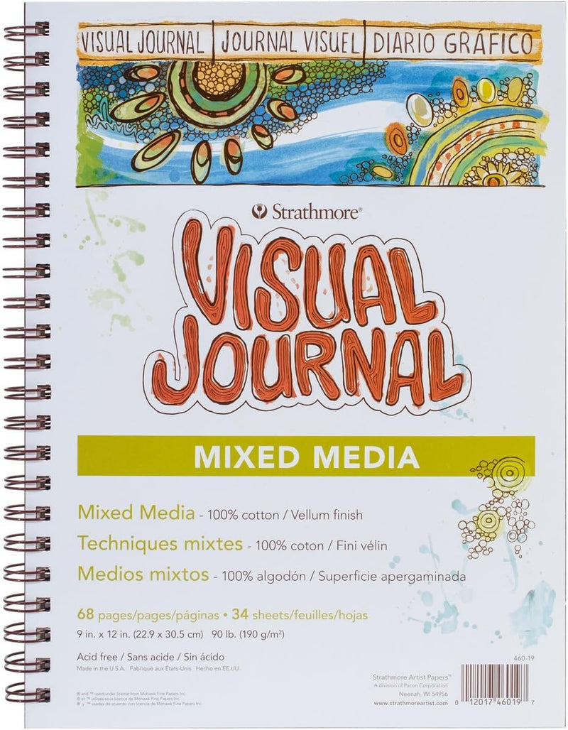 STRATHMORE MIXED MEDIA VISUAL JOURNAL VELLUM SURFACE 34 SHEETS SR 500 190 GSM 22.9 x 30.5 CM (P460-19-4)