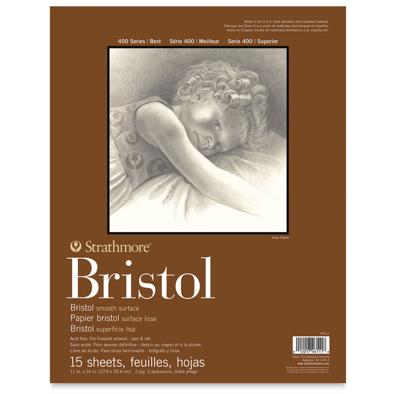 STRATHMORE BRISTOL PADS SMOOTH 15 SHEETS SR 400 2 Ply 27.9 x 35.6 CM (P475-2-1)