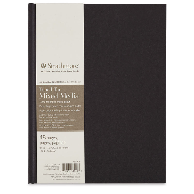 STRATHMORE TONED  MIXED MEDIA HB BOOKS TONED TAN 48 SHEETS CM SR 400 300 GSM 21.6 x 27.9 CM (P469-308)