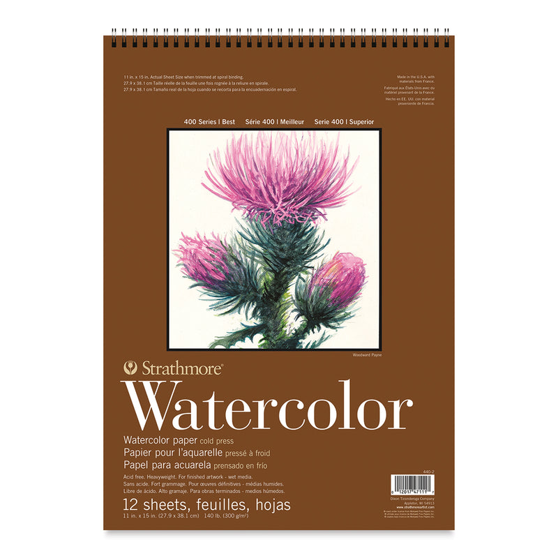 STRATHMORE WATER COLOUR PADS 12 SHEETS SR 400 COLD PRESSED 300 GSM 27.9 x 38.1 CM (P440-2-4)