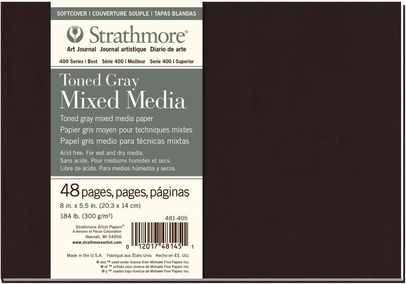 STRATHMORE TONED MIXED MEDIA SOFT TONED GRAY 48 SHEETS SR 400 300 GSM 14 x 20.3 CM (P481-405)