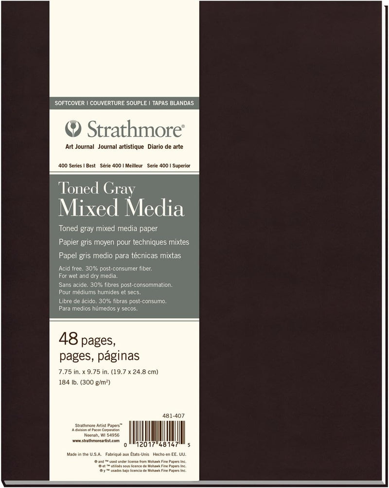 STRATHMORE TONED MIXED MEDIA SOFT TONED GRAY 48 SHEETS SR 400 300 GSM 19.7 x 24.8 CM (P481-407)