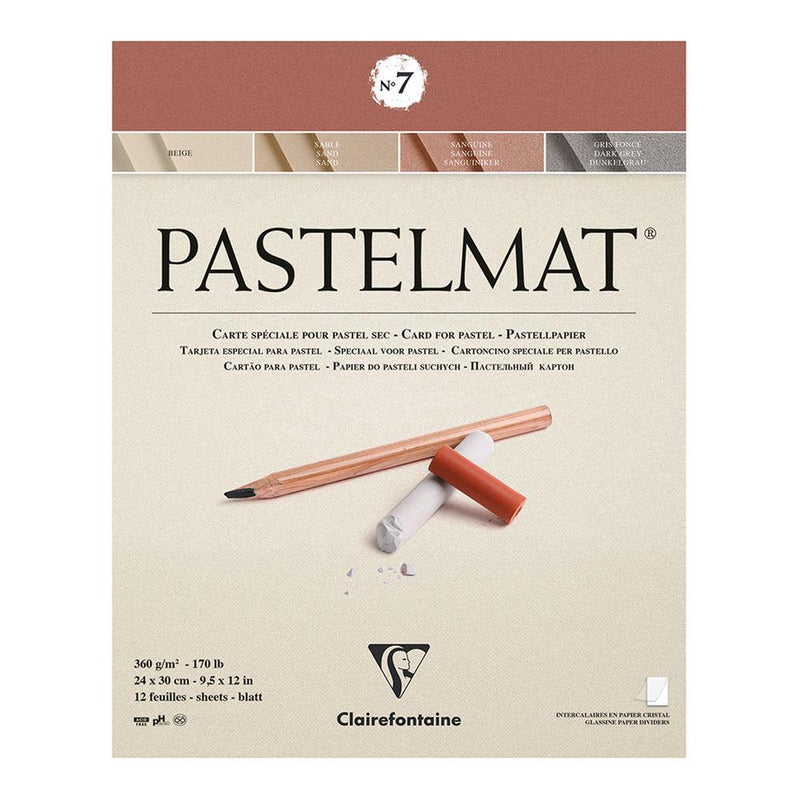 CLAIREFONTAINE PASTELMAT NO 7 360 GSM 12 SHEETS 4 CLRS 9.5 X 12 (96053C)