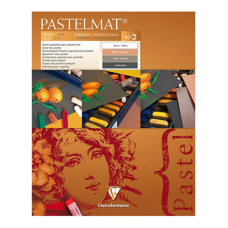 CLAIREFONTAINE PASTELMAT NO 2 360 GSM 12 SHEETS 4 CLRS 9.5 X 12 (96007C)