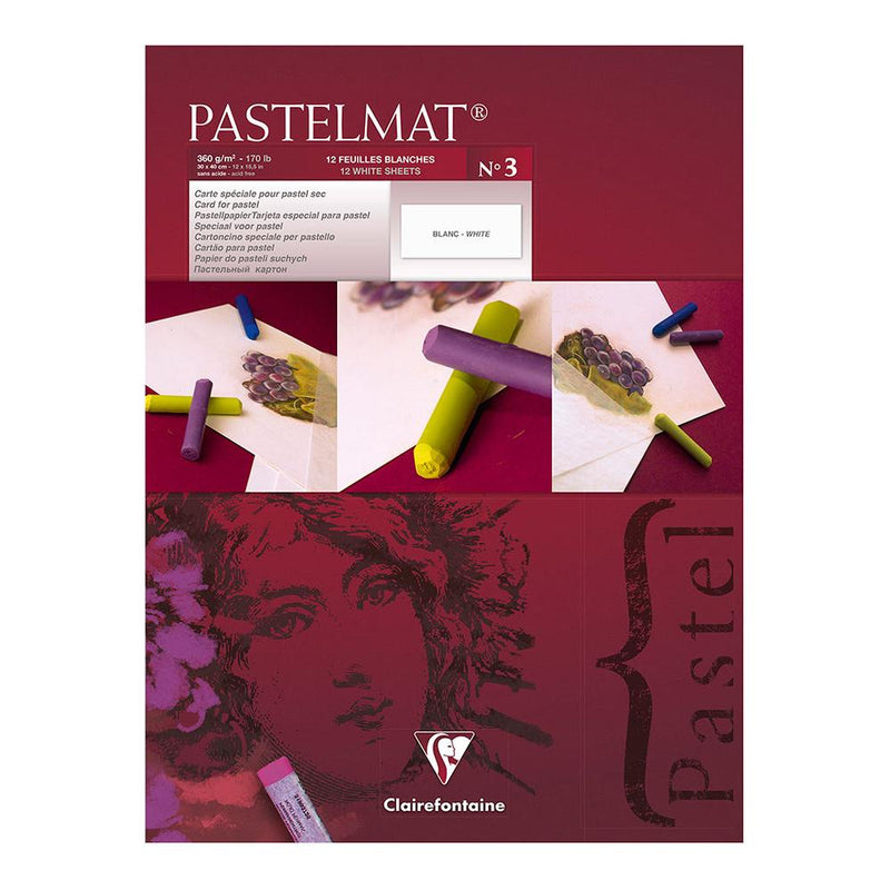 CLAIREFONTAINE PASTELMAT NO 3 360 GSM 12 SHEETS WHITE 12 X 15.5 (96029C)