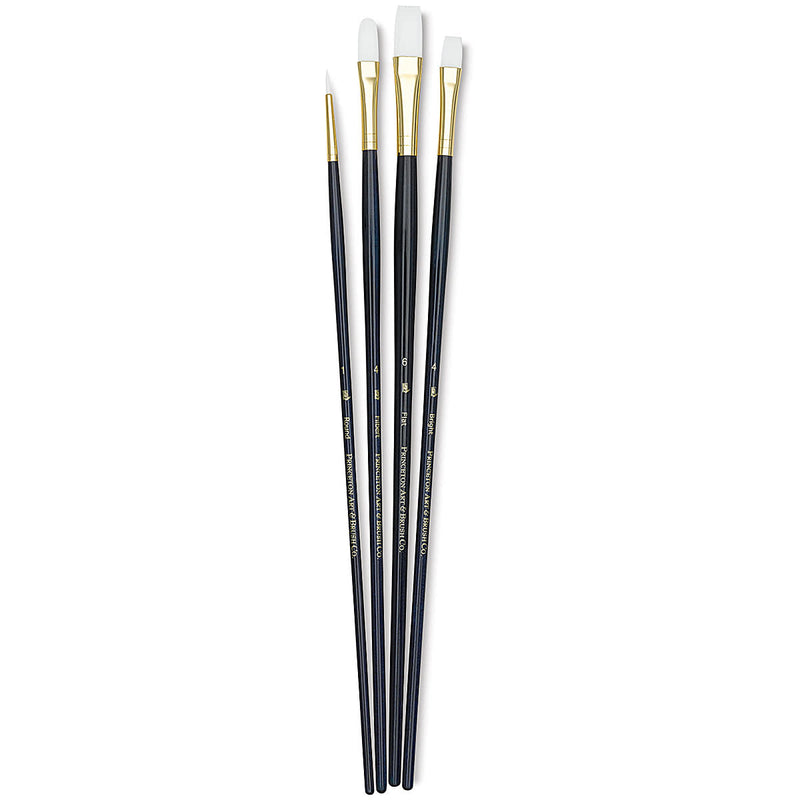 PRINCETON REAL VALUE BRUSH SELECTION SYNTHETIC HAIR WHITE TAKLON LONG HANDLE SET OF 4 (9130)