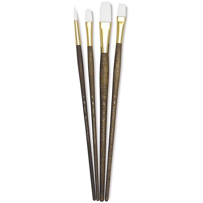 PRINCETON REAL VALUE BRUSH SELECTION SYNTHETIC HAIR CAMEL SHORT HANDLE SET OF 4 (9147)