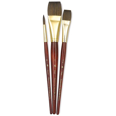 PRINCETON REAL VALUE BRUSH SELECTION SYNTHETIC HAIR CAMEL SHORT HANDLE SET OF 3 (9122)