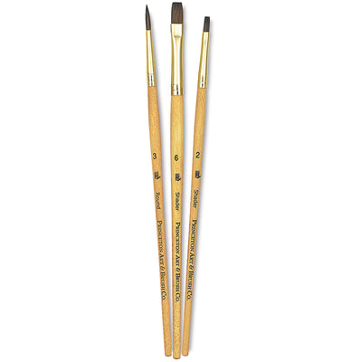 PRINCETON REAL VALUE BRUSH SELECTION SYNTHETIC HAIR CAMEL SHORT HANDLE SET OF 3 (9101)