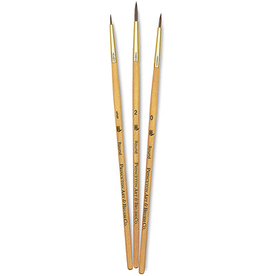 PRINCETON REAL VALUE BRUSH SELECTION SYNTHETIC HAIR CAMEL SHORT HANDLE SET OF 3 (9105)