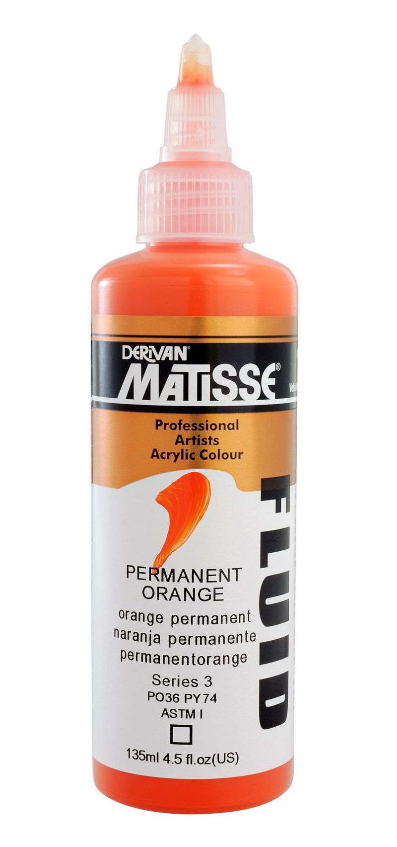 MATISSE FLUID ACRYLIC 135 ML SR 3 PERMANENT ORANGE 1MFU35PO