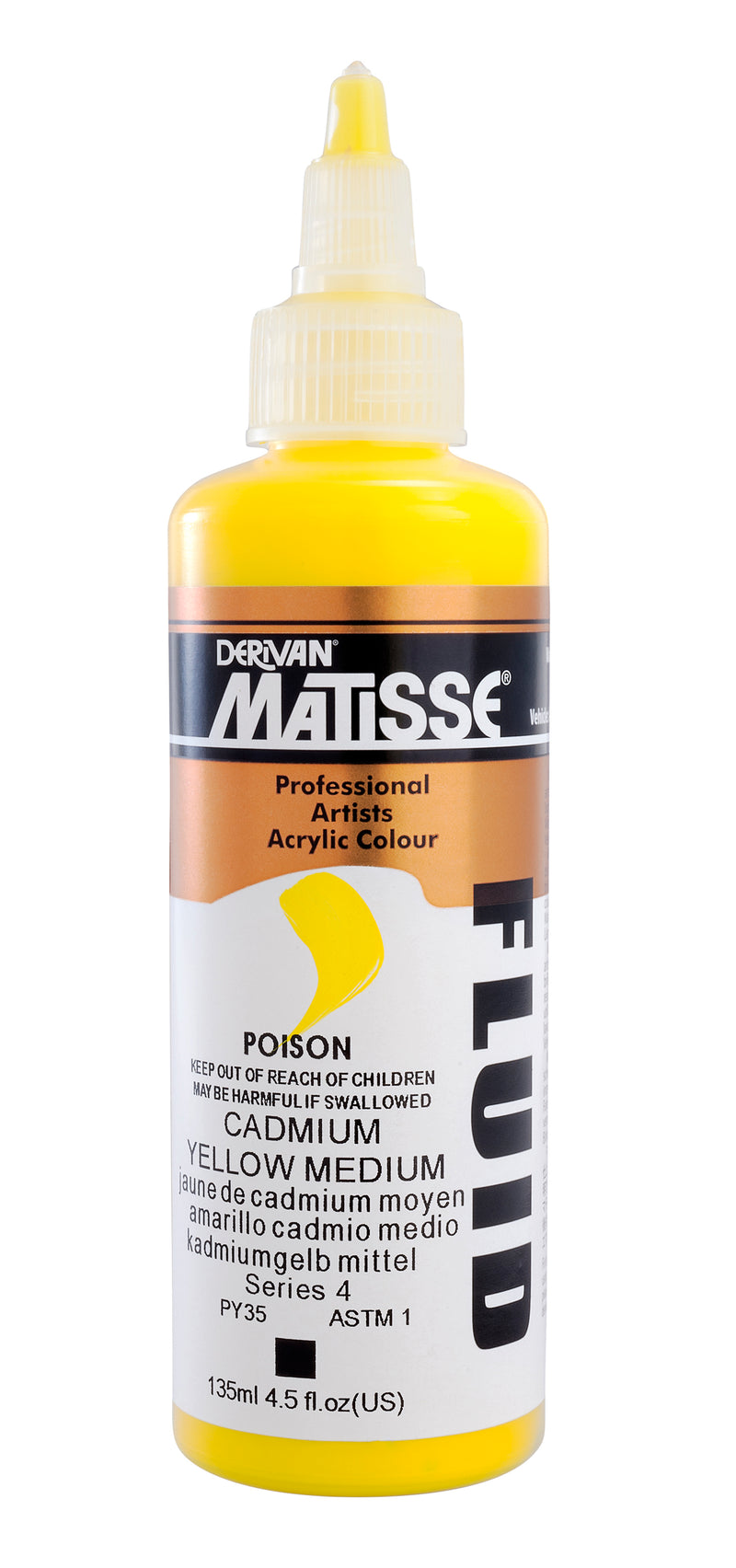 MATISSE FLUID ACRYLIC 135 ML SR 4 CADMIUM YELLOW MEDIUM 1MFU35CYM