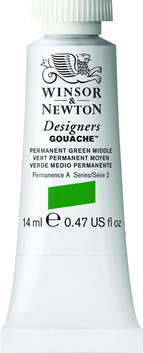 WINSOR & NEWTON DESIGNERS GOUACHE COLOUR 14 ML SR 2 PERMANENT GREEN MIDDLE (605484)