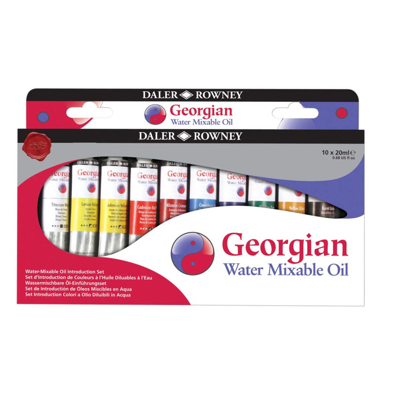 DALER & ROWNEY GEORGIAN WATER MIXABLE OIL COLOR TUBES SET 10 X 20 ML (D119900050)