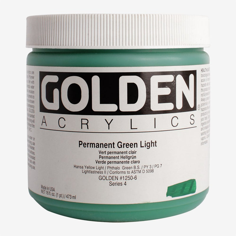 GOLDEN HEAVY BODY ACRYLIC COLOUR 237 ML SR 4 PERMANENT GREEN LIGHT (0001250-5)