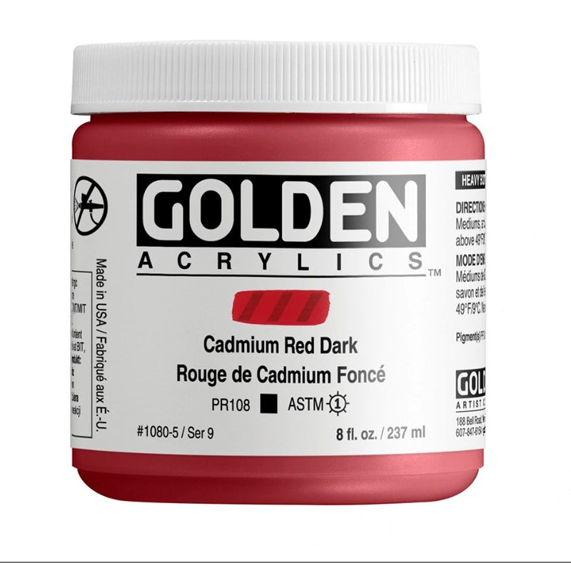 GOLDEN HEAVY BODY ACRYLIC COLOUR 237 ML SR 9 C.P. CADMIUM RED DARK (0001080-5)