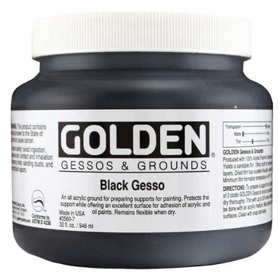 GOLDEN ACRYLIC MEDIUM 946 ML  BLACK GESSO (0003560-7)