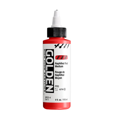 GOLDEN HIGH FLOW ACRYLIC COLOUR 118 ML SR 5 NAPHTHOL RED MEDIUM (0008531-4)