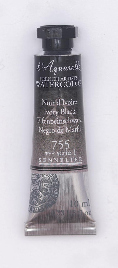 SENNELIER FRENCH ARTIST WATER COLOUR 10 ML SR 1 IVORY BLACK (755)