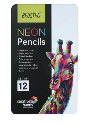 BRUSTRO ARTIST NEON COLOUR PENCIL SET OF 12 (BRNPS12)