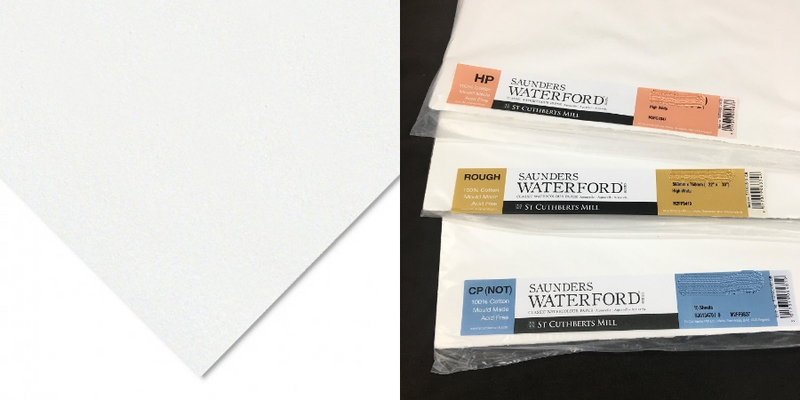 SAUNDERS WATERFORD WATER COLOUR BLOCK HIGH WHITE 20 SHEETS HOT PRESSED 300 GSM 100% COTTON 16" x 12" (45930051011E)