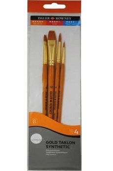 DALER & ROWNEY SIMPLY GOLD TAKLON BRUSH SET OF 4