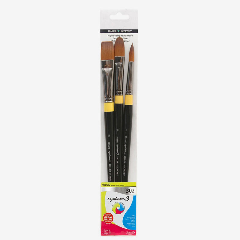 DALER & ROWNEY SYSTEM 3 BRUSH WALLET 302 SET OF 3