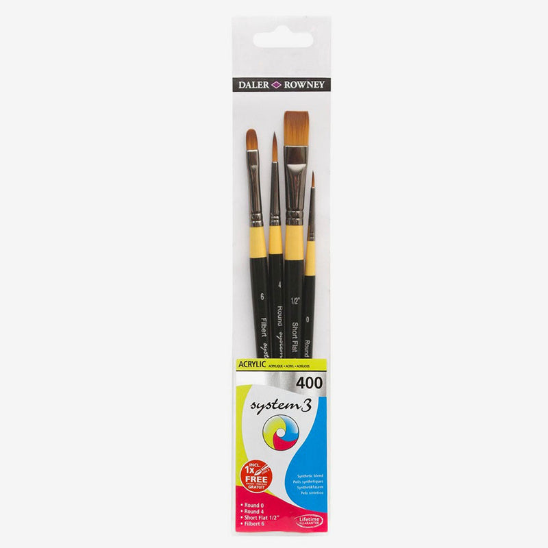 DALER & ROWNEY SYSTEM 3 BRUSH WALLET 400 SET OF 4