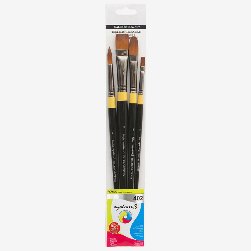 DALER & ROWNEY SYSTEM 3 BRUSH WALLET 402 SET OF 4