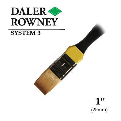 DALER & ROWNEY SYSTEM 3 BRUSH SYNTHETIC HAIR SHORT HANDLE SKYFLOW SY278 NO 1 INCH