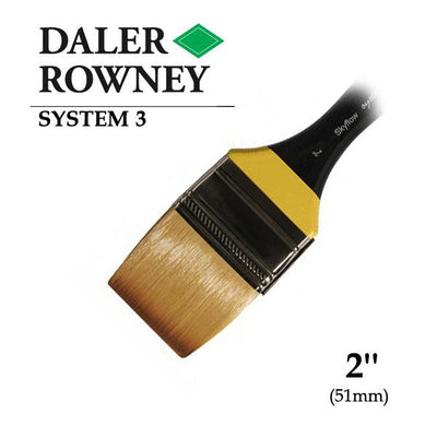 DALER & ROWNEY SYSTEM 3 BRUSH SYNTHETIC HAIR SHORT HANDLE SKYFLOW SY278 NO 2 INCH