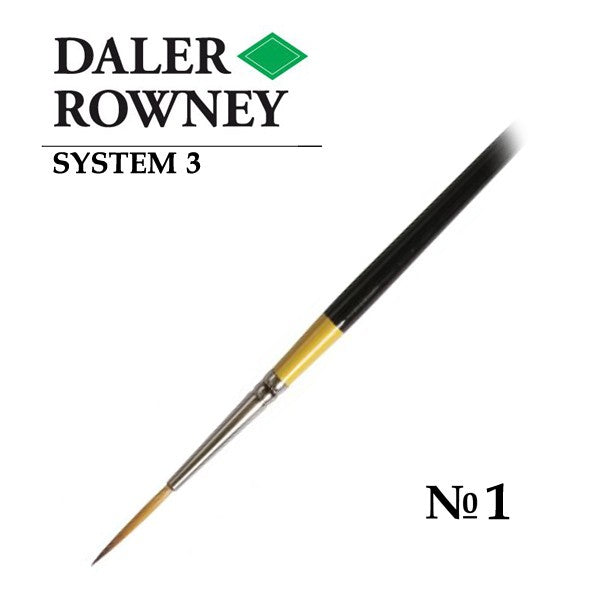 DALER & ROWNEY SYSTEM 3 BRUSH SYNTHETIC HAIR SHORT HANDLE SCRIPT SY50 NO 1