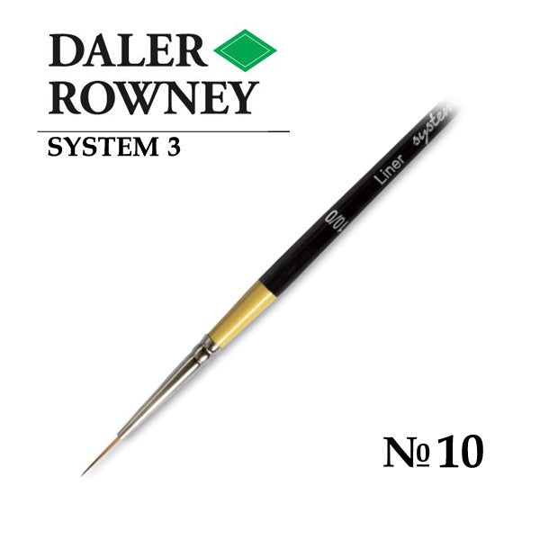 DALER & ROWNEY SYSTEM 3 BRUSH SYNTHETIC HAIR SHORT HANDLE LINER SY51 NO 10/0