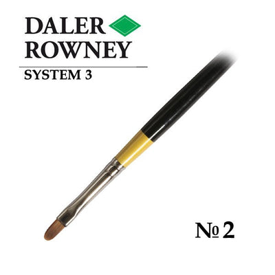 DALER & ROWNEY SYSTEM 3 BRUSH SYNTHETIC HAIR SHORT HANDLE FILBERT SY67 NO 2