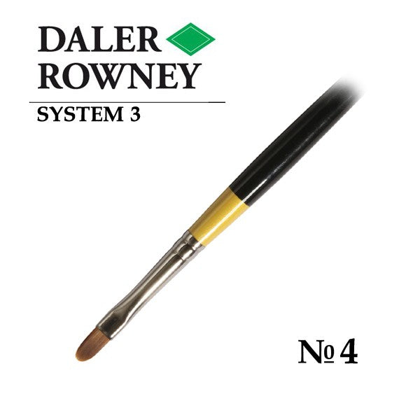 DALER & ROWNEY SYSTEM 3 BRUSH SYNTHETIC HAIR SHORT HANDLE FILBERT SY67 NO 4