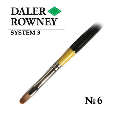 DALER & ROWNEY SYSTEM 3 BRUSH SYNTHETIC HAIR SHORT HANDLE FILBERT SY67 NO 6