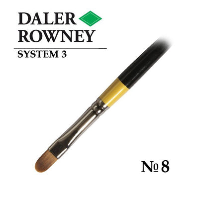 DALER & ROWNEY SYSTEM 3 BRUSH SYNTHETIC HAIR SHORT HANDLE FILBERT SY67 NO 8