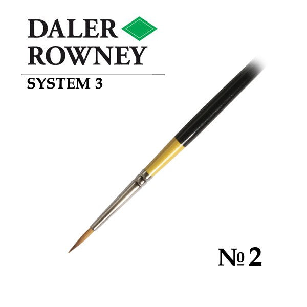 DALER & ROWNEY SYSTEM 3 BRUSH SYNTHETIC HAIR SHORT HANDLE ROUND SY85 NO 2