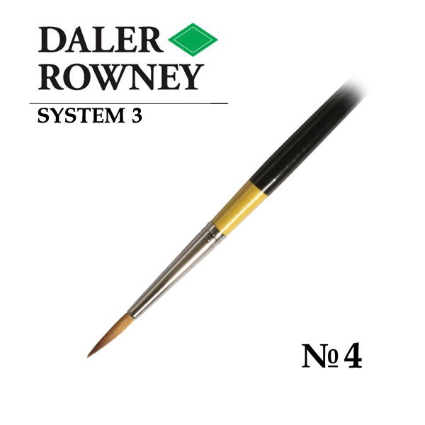 DALER & ROWNEY SYSTEM 3 BRUSH SYNTHETIC HAIR SHORT HANDLE ROUND SY85 NO 4