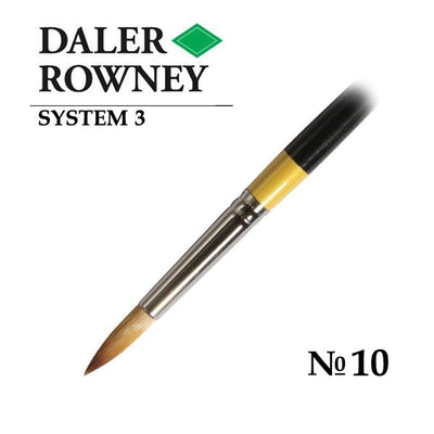 DALER & ROWNEY SYSTEM 3 BRUSH SYNTHETIC HAIR SHORT HANDLE ROUND SY85 NO 10