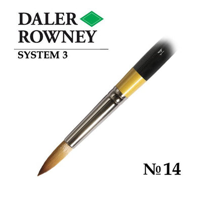 DALER & ROWNEY SYSTEM 3 BRUSH SYNTHETIC HAIR SHORT HANDLE ROUND SY85 NO 14