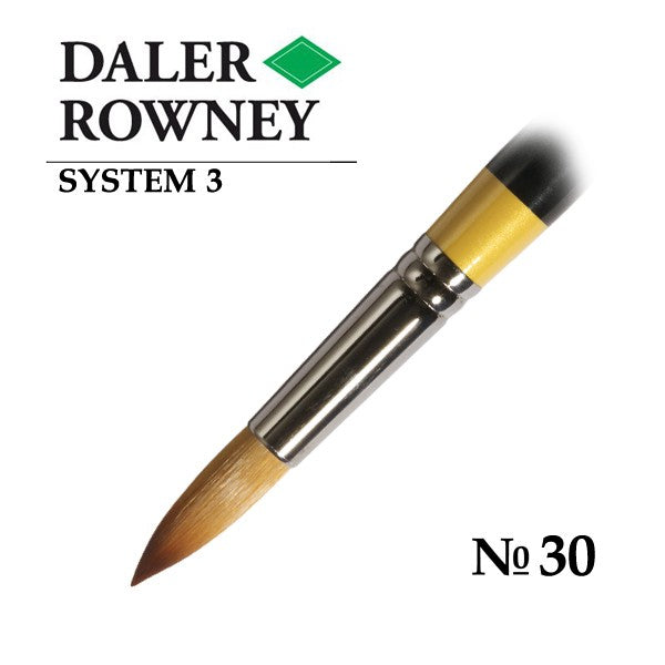 DALER & ROWNEY SYSTEM 3 BRUSH SYNTHETIC HAIR SHORT HANDLE ROUND SY85 NO 30