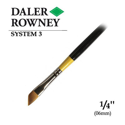 DALER & ROWNEY SYSTEM 3 BRUSH SYNTHETIC HAIR SHORT HANDLE SWORD SY00 NO 1/4 INCH