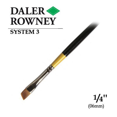 DALER & ROWNEY SYSTEM 3 BRUSH SYNTHETIC HAIR SHORT HANDLE ANGLE SHADER SY57 NO 1/4 INCH