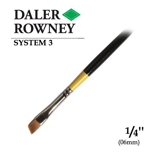 DALER & ROWNEY SYSTEM 3 BRUSH SYNTHETIC HAIR SHORT HANDLE ANGLE SHADER SY57 NO 1/4 INCH