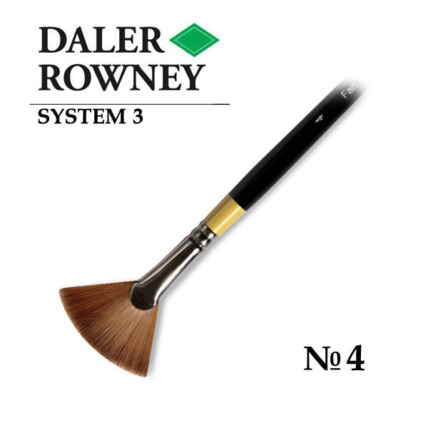 DALER & ROWNEY SYSTEM 3 BRUSH SYNTHETIC HAIR LONG HANDLE FAN SY46 NO 4