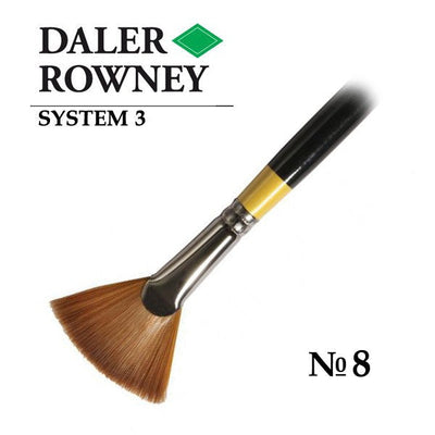 DALER & ROWNEY SYSTEM 3 BRUSH SYNTHETIC HAIR LONG HANDLE FAN SY46 NO 8