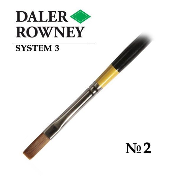 DALER & ROWNEY SYSTEM 3 BRUSH SYNTHETIC HAIR LONG HANDLE FLAT SY44 NO 2